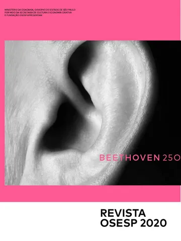 A capa da Revista Osesp 2020 é uma foto em preto e branco de uma orelha.