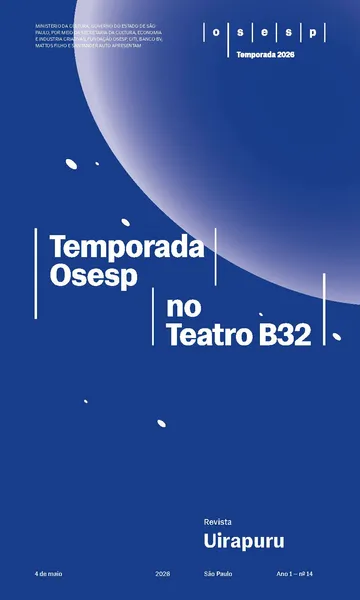 Capa da Revista Uirapuru Ano 1 — nº 14, com elementos gráficos arredondados na cor branca aplicados sobre um fundo azul marinho. O logo da Osesp se sobressai.