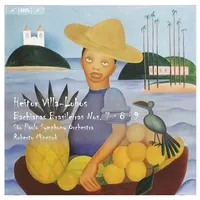 Capa do CD. Pintura "O Vendedor de Frutas", da Tarsila do Amaral. É uma pintura de um homem com chapeu de palha em um barco cheio de frutas. Em cima do barco também está um pássaro verde.