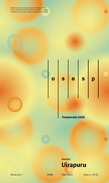 Capa da Revista Uirapuru Ano 1 — nº 12, com elementos gráficos arredondados na cor amarelo e laranja aplicados sobre um fundo verde. O logo da Osesp se sobressai.