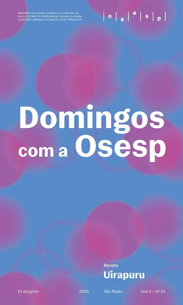 Capa da Revista Uirapuru Ano 1 — nº 24, com elementos gráficos arredondados em tons de rosa sobre fundo roxo. Escrito "Domingos com a Osesp" no centro