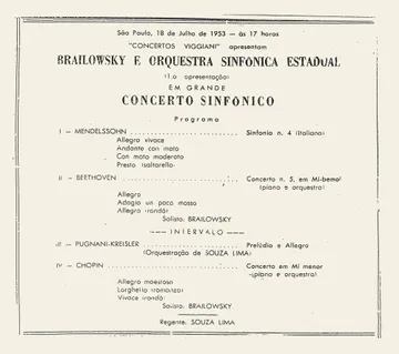 Primeiro Programa da Osesp em 18 de Julho de 1953