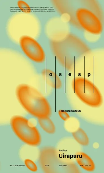 Capa da Revista Uirapuru Ano 1 — nº 10, com elementos gráficos arredondados na cor amarelo e laranja aplicados sobre um fundo verde. O logo da Osesp se sobressai.
