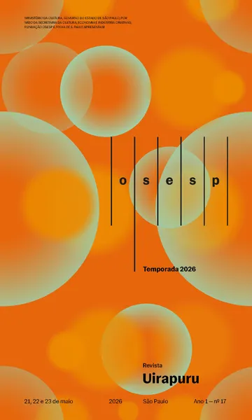 Capa da Revista Uirapuru Ano 1 — nº 17, com elementos gráficos arredondados na cor laranja e verde aplicados sobre um fundo laranja. O logo da Osesp se sobressai.