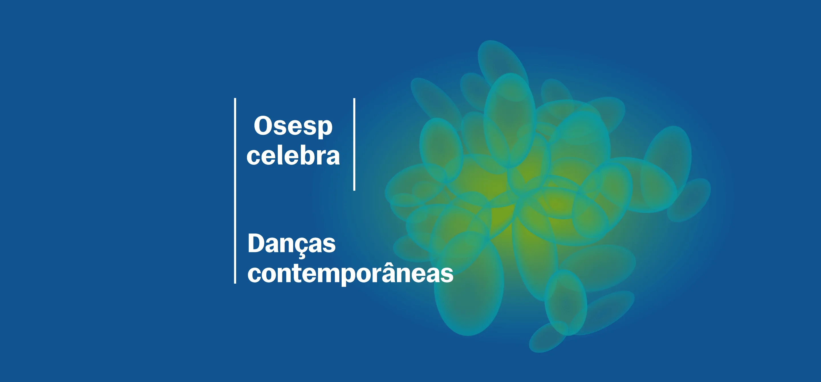 Imagem azul com círculos verdes, ela compõe a identidade visual do concerto.