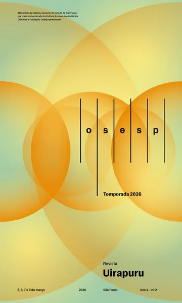 Capa da Revista Uirapuru Ano 1 — nº 2, com elementos gráficos arredondados na cor laranja aplicados sobre um fundo verde. A logo da Osesp se sobressai.