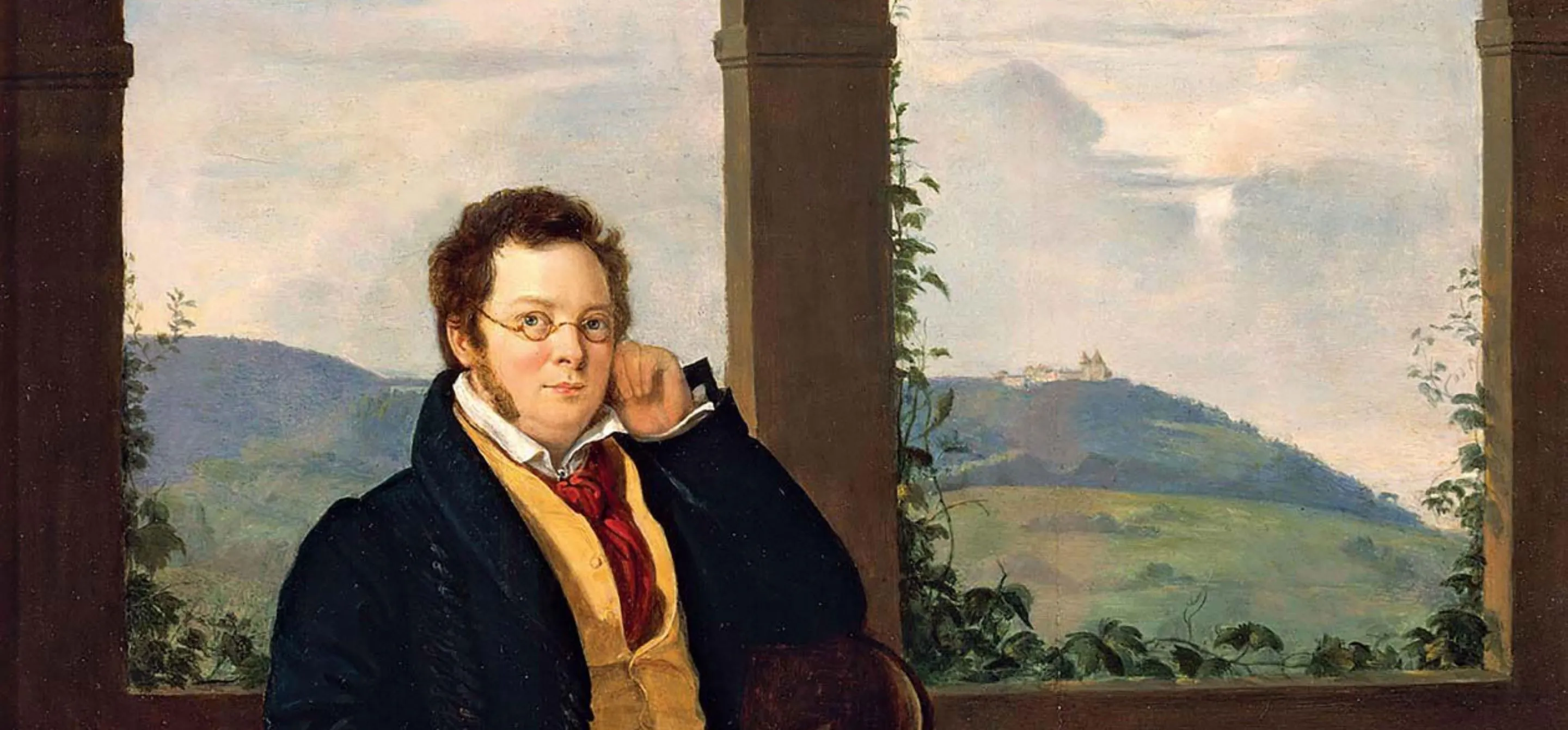 Pintura a óleo do retrato de Franz Schubert, de Gábor Melegh, 1827